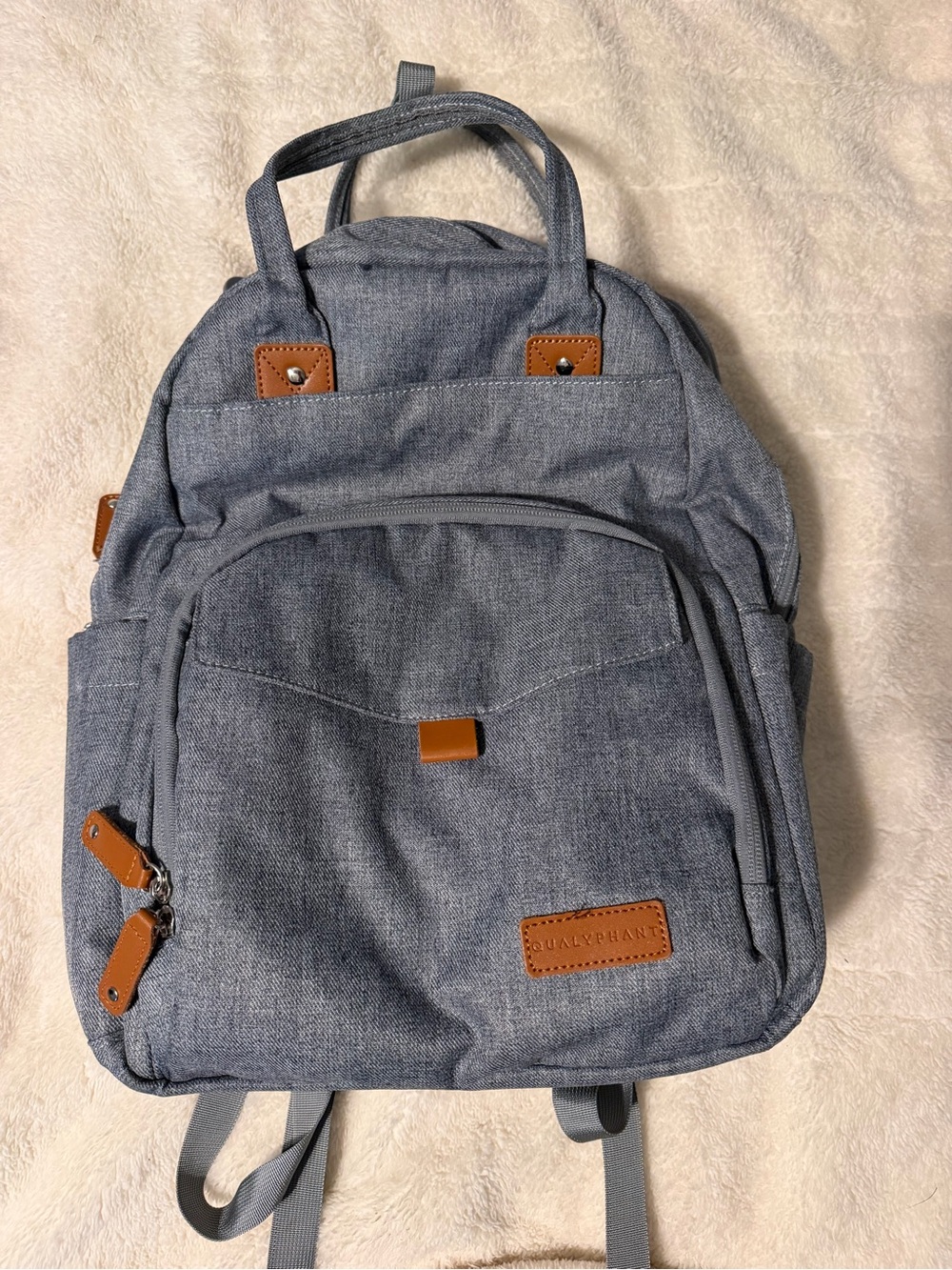 Qualyphant Extra Large Diaper Bag Backpack for 2 Kids Expandable 26-36L (Grey)